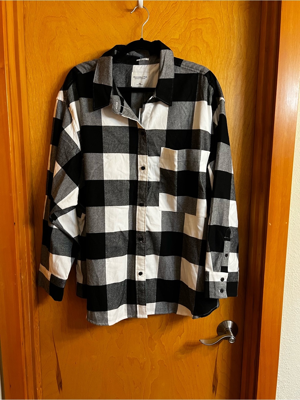 Abercrombie & Fitch Black and White Buffalo Check Button-Down Shirt